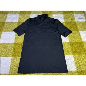 Wolford Aurora Modal Blend Short Sleeve Turtleneck Top Black Large 541880M
